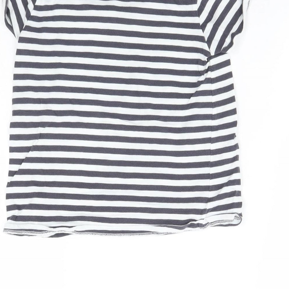 Nutmeg Girls Blue Striped Basic T-Shirt Size 8 Years