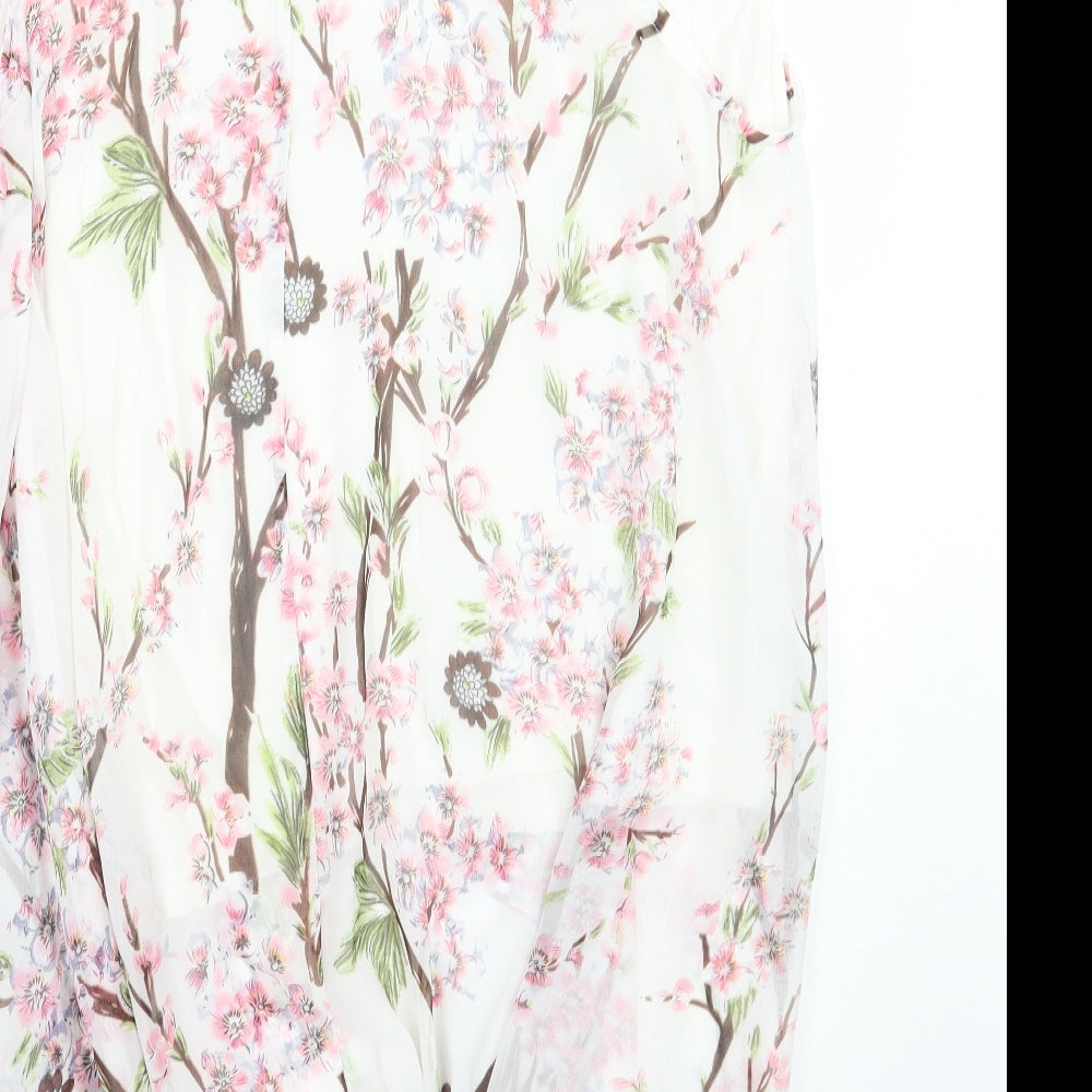 Preworn Womens White Floral A-Line Size 3XL