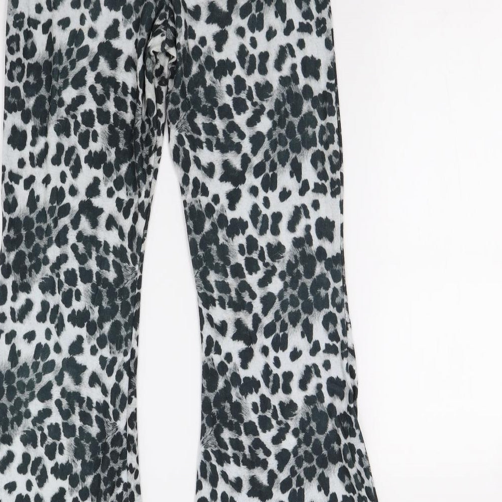 Prety Little Thing Womens Grey Animal Print Sweatpants Trousers Size 12 L33 in