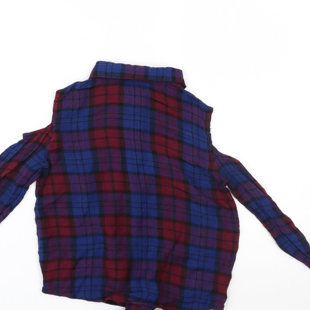 Cosmic Kids Girls Blue Plaid Basic Blouse Size 8 Years