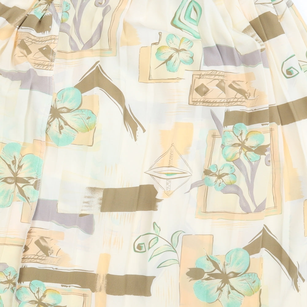 Preworn Womens Ivory Floral A-Line Skirt One Size
