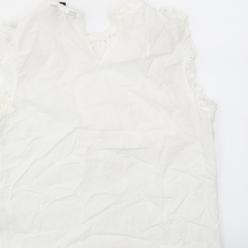 New Look Womens White Floral Basic T-Shirt Size 12