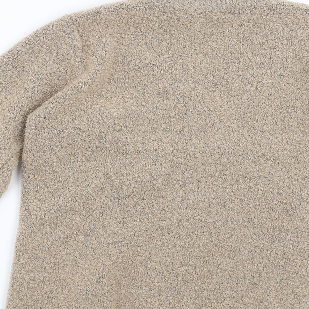 BM Womens Beige Knit Pullover Jumper Size M - Floral embroidery