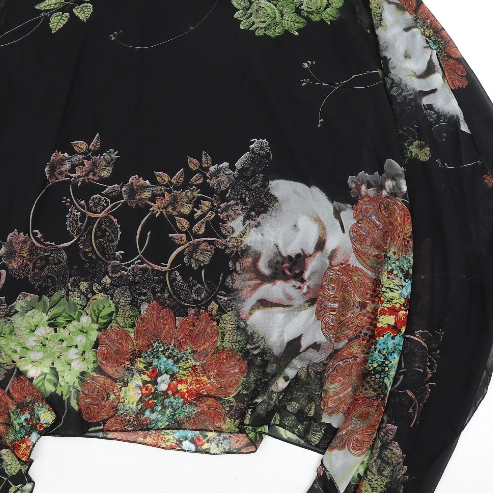 Letlylet Womens Black Paisley Basic Blouse Size S