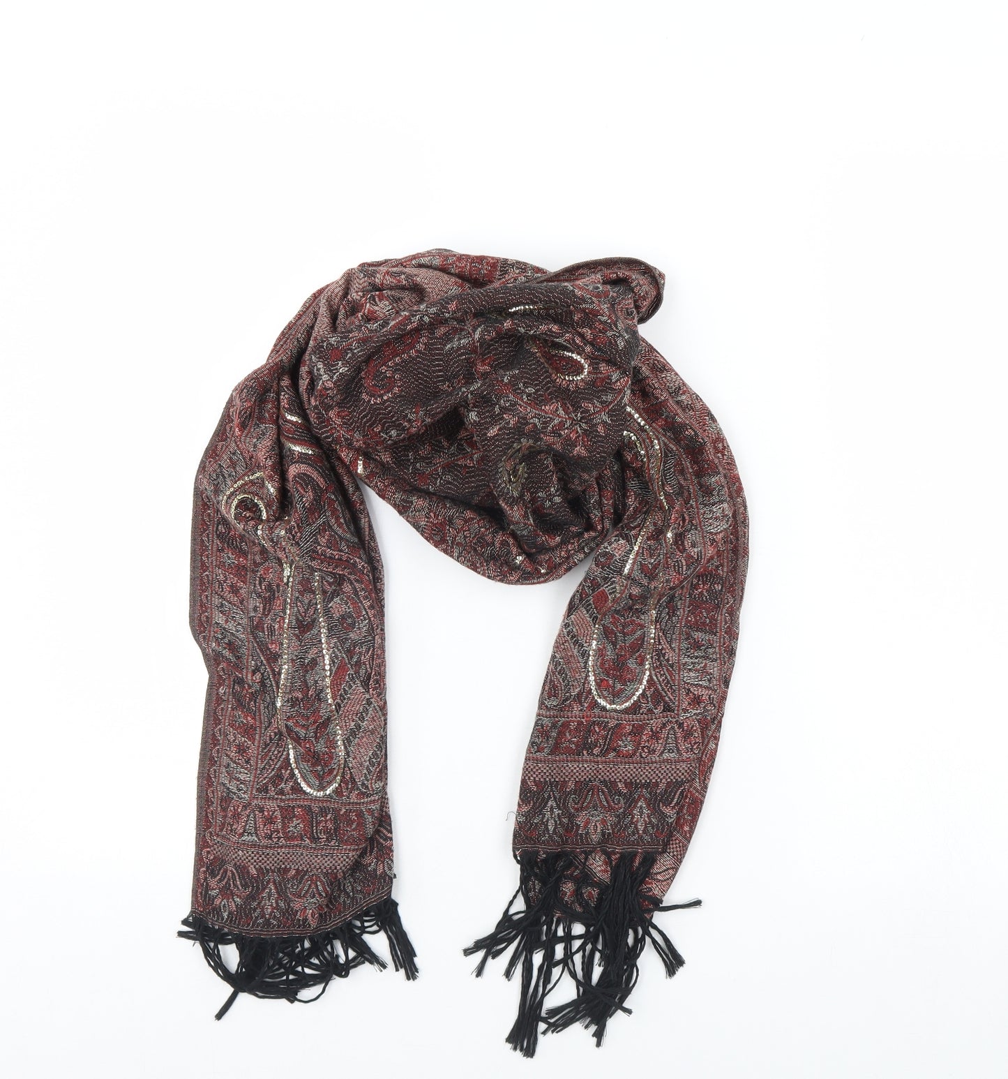 Preworn Womens Brown Fair Isle Scarf