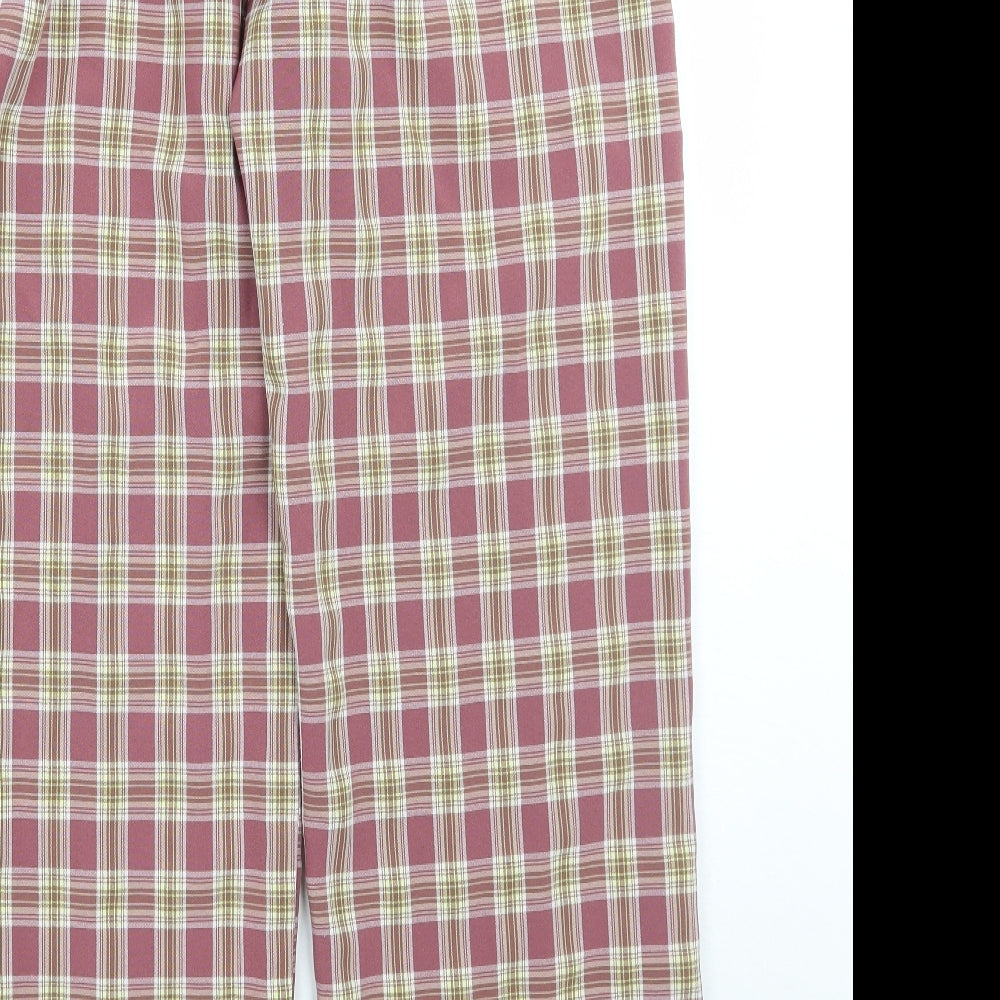SheIn Womens Red Check Trousers Size S L27 in