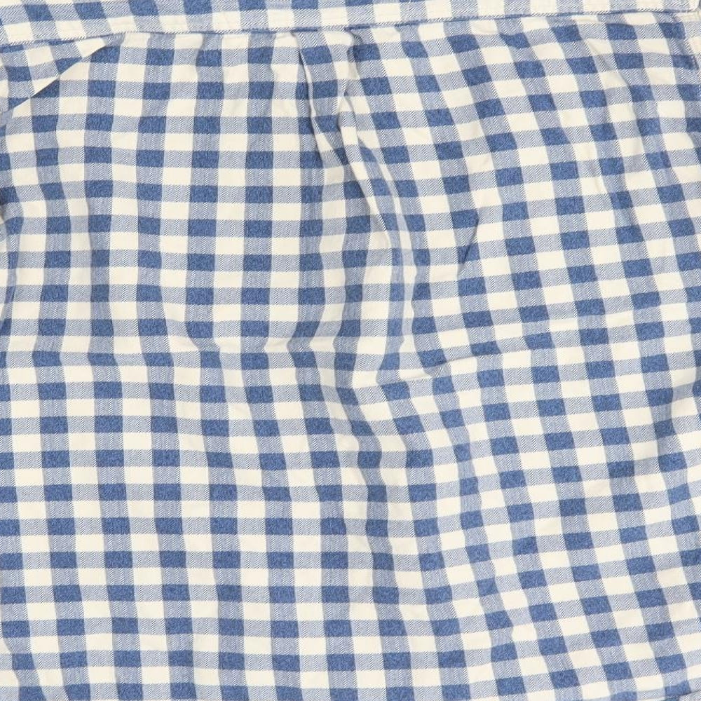 boston crew Mens Blue Plaid Button-Up Size M