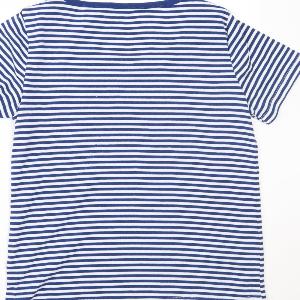 BM Womens Blue Striped Basic T-Shirt Size S