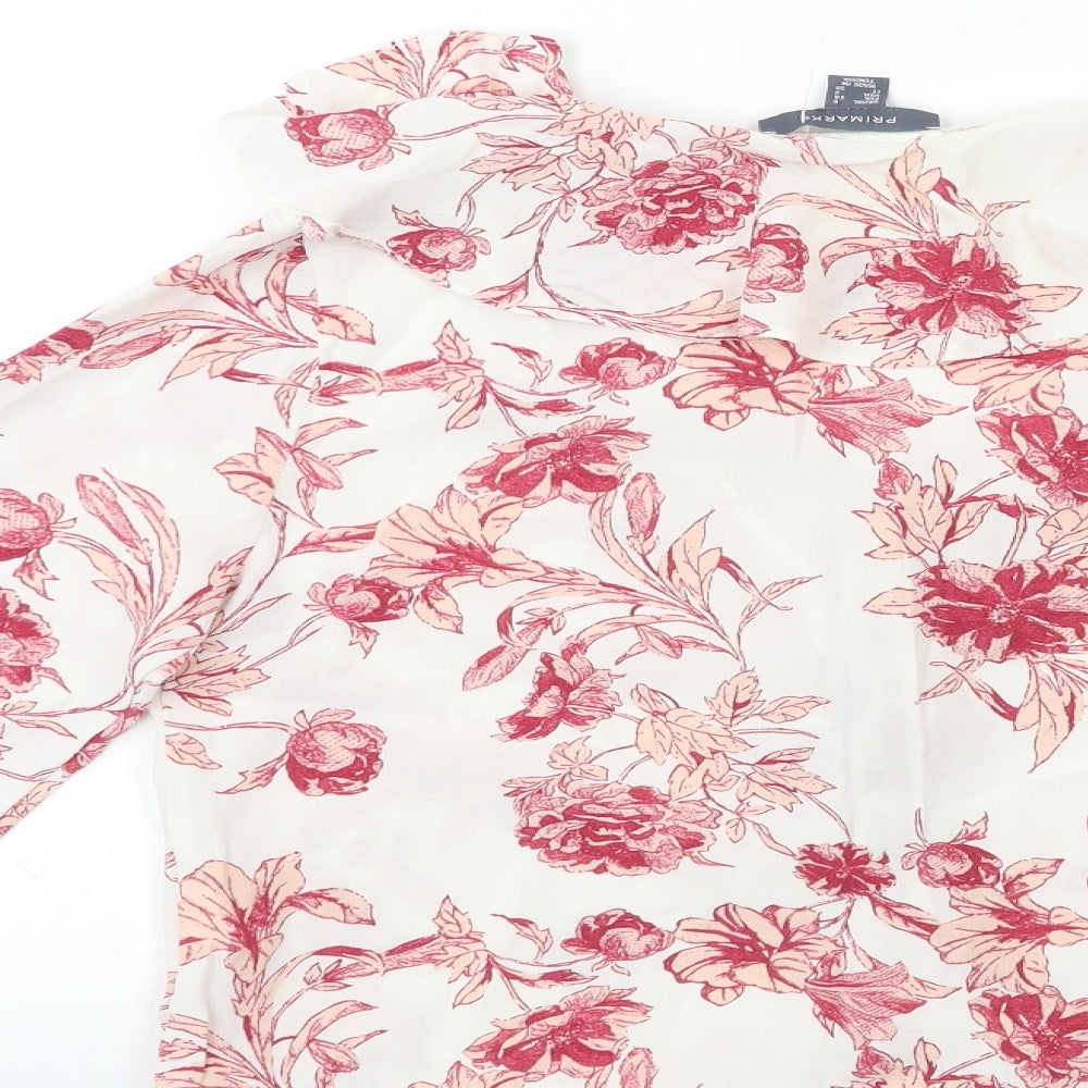 Primark Womens White Floral Basic Blouse Size 6