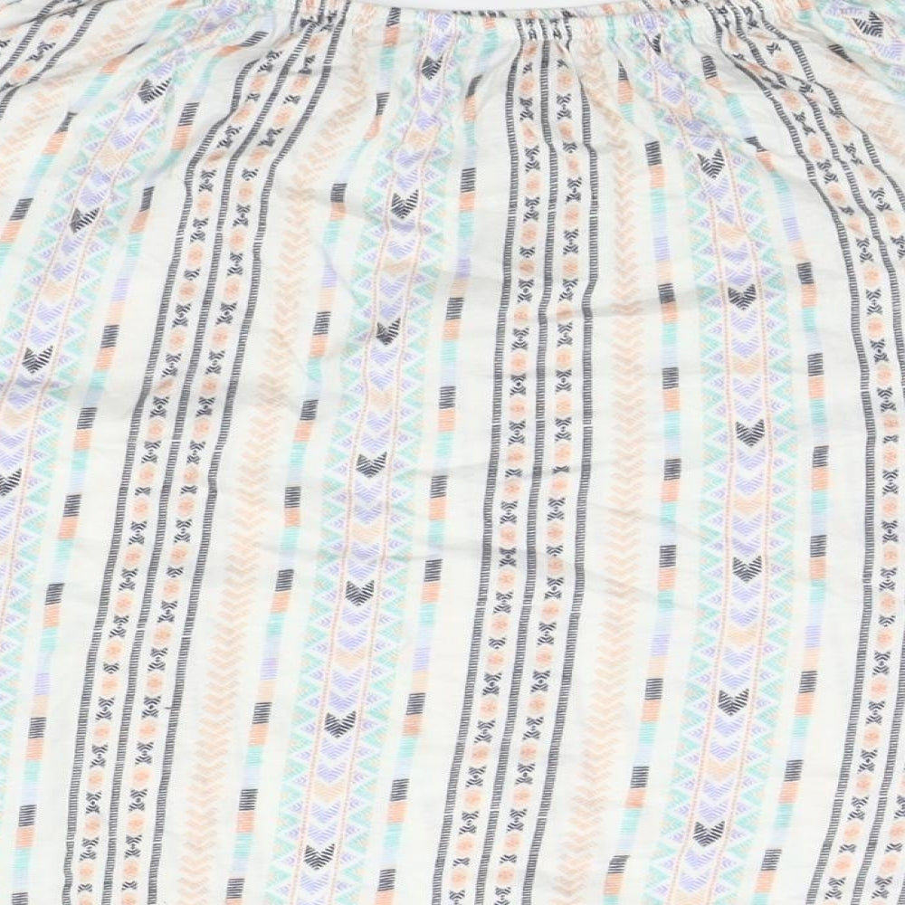 New Look Womens White Geometric Basic Blouse Size 10