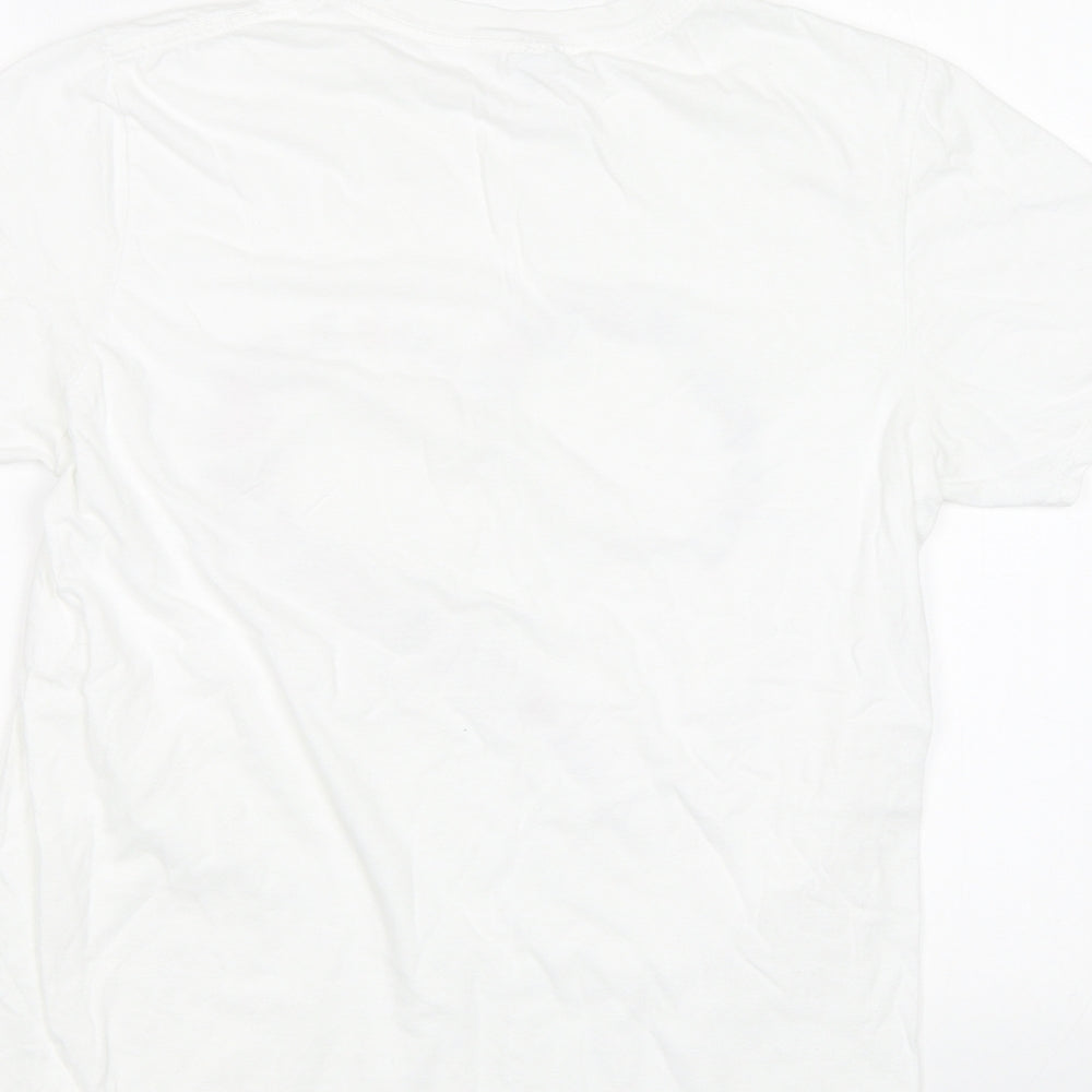 Gildan Womens White Basic Polo Size M - Butterflies