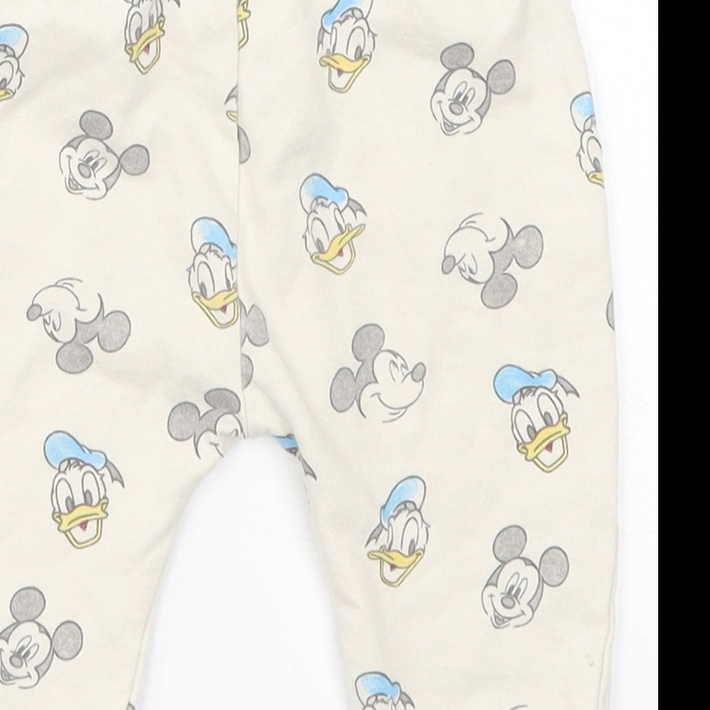 George Baby Beige Sweatpants Trousers Size 3-6 Months - Mickey Mouse Donald Duck