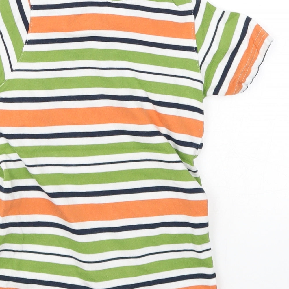 TUP TUP Boys Green Striped Romper One-Piece Size 0-3 Months - Orange The Baby Gang Cat