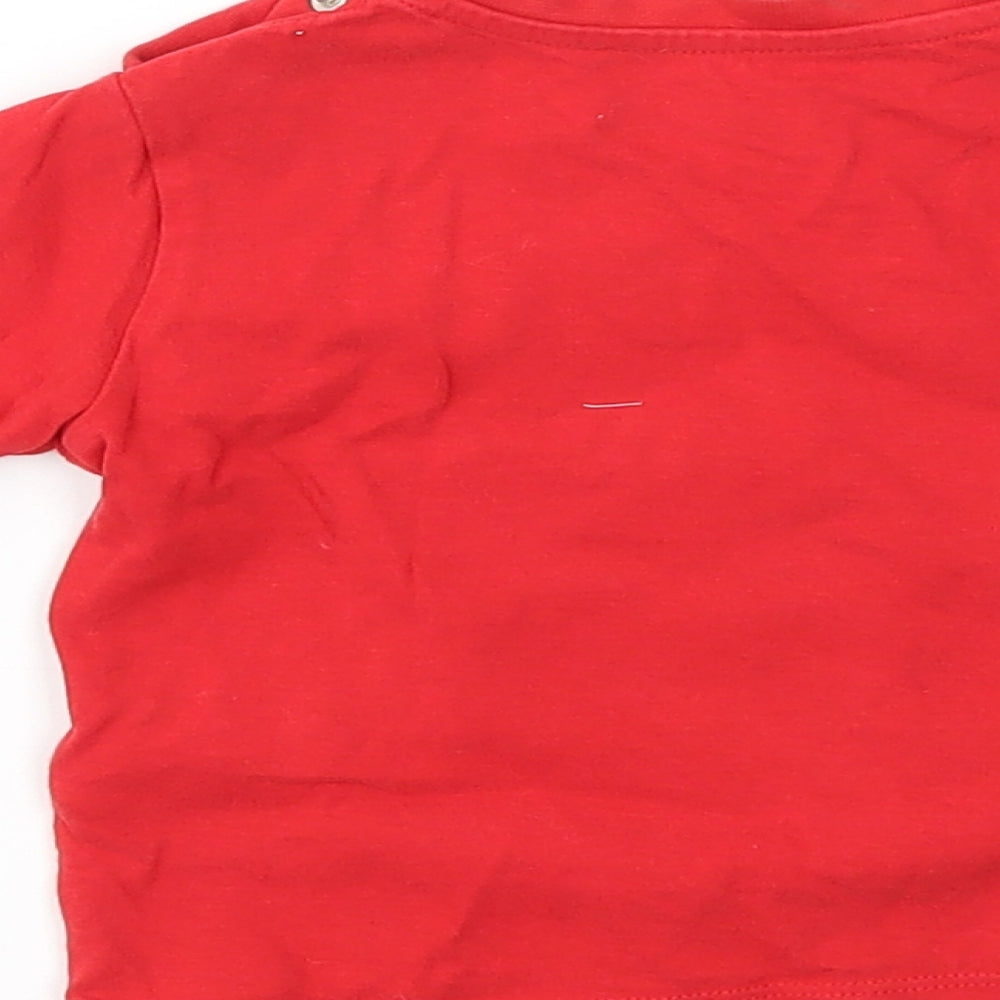 M&S Boys Red Animal Print Basic T-Shirt Size 6-9 Months
