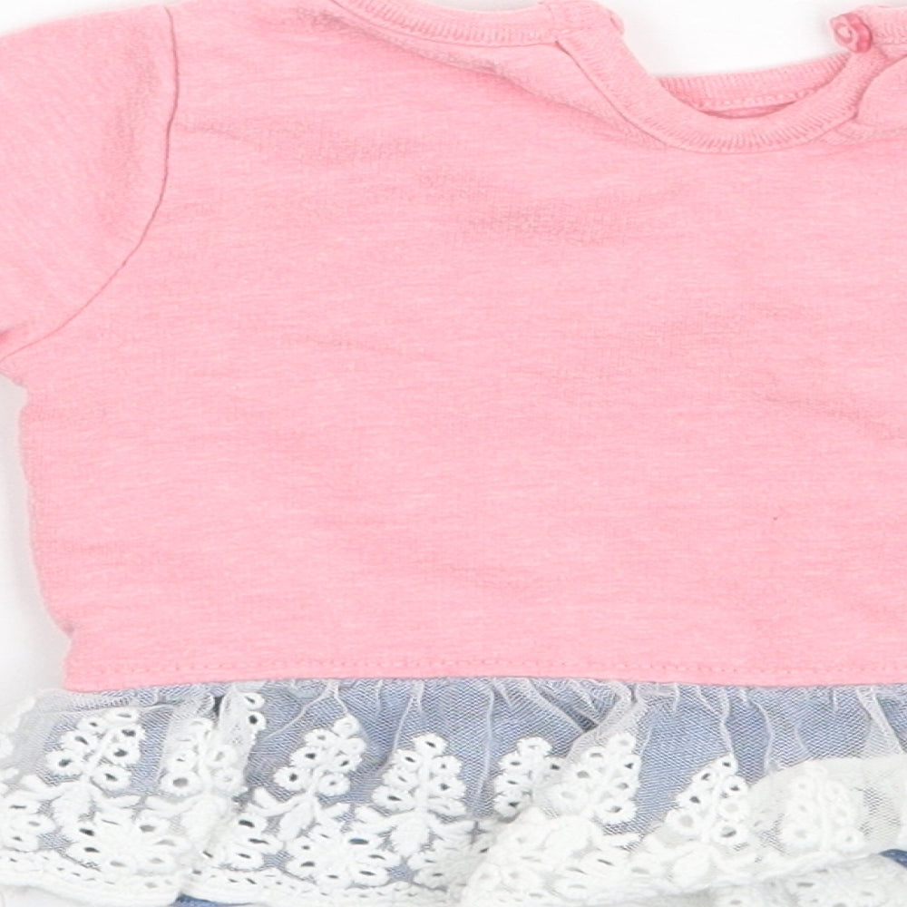 Crafted Girls Pink Pullover Jumper Size 3-6 Months
