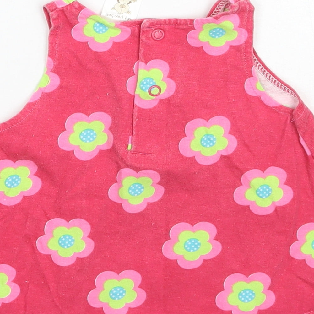 Baby Time Bear Girls Pink Floral Basic T-Shirt Size 3-6 Months