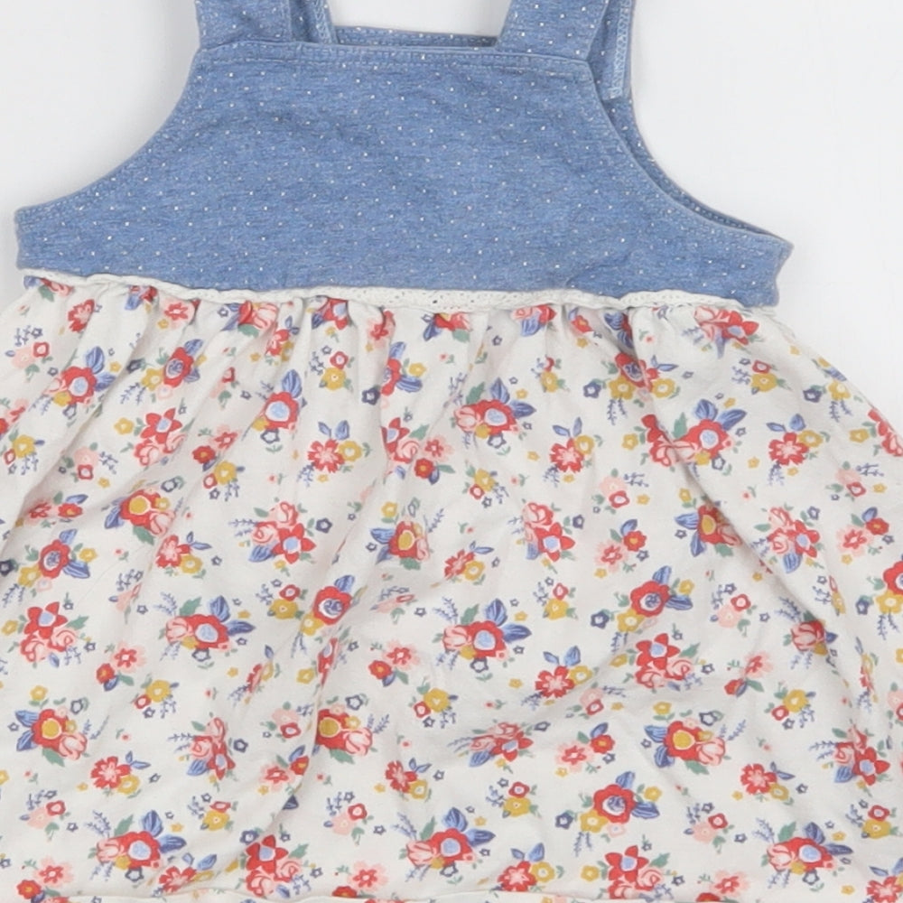 Nutmeg Girls Multicoloured Floral Pinafore/Dungaree Dress Size 3-6 Months