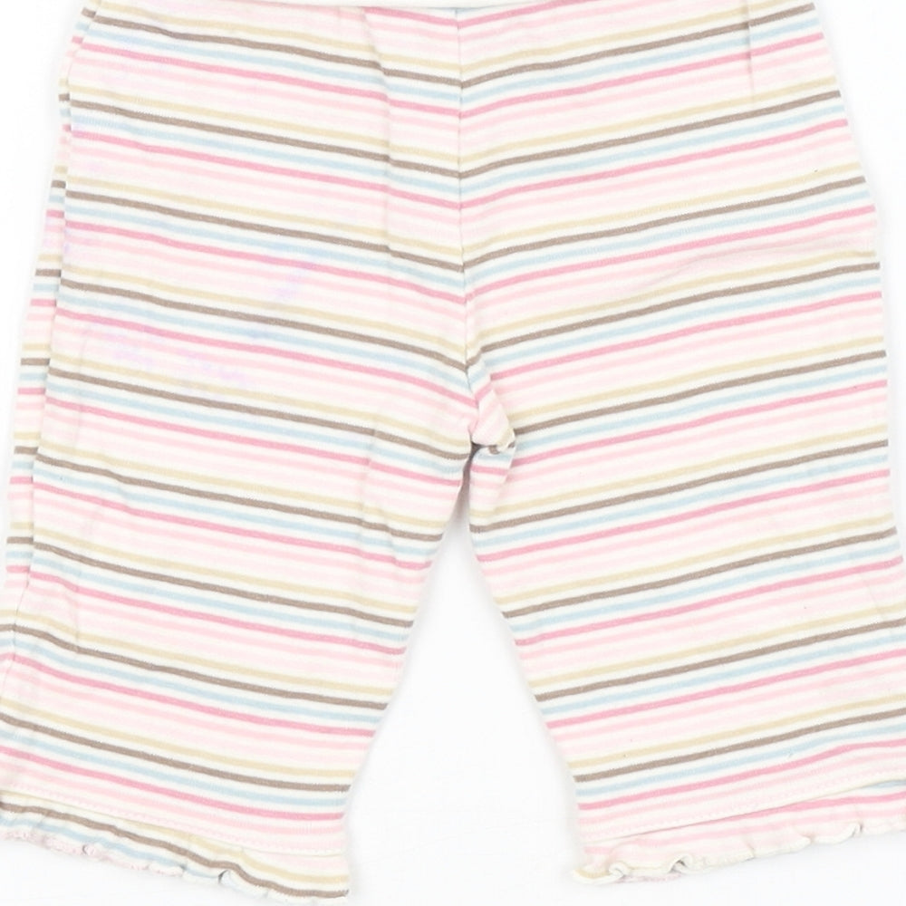 Preworn Girls Multicoloured Striped Sweatpants Leggings Size 3-6 Months
