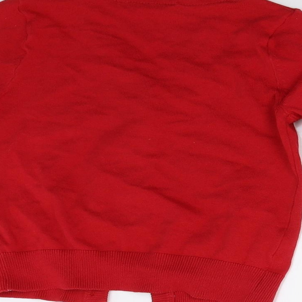 F&F School Boys Red Knit Cardigan Jumper Size 3-4 Years