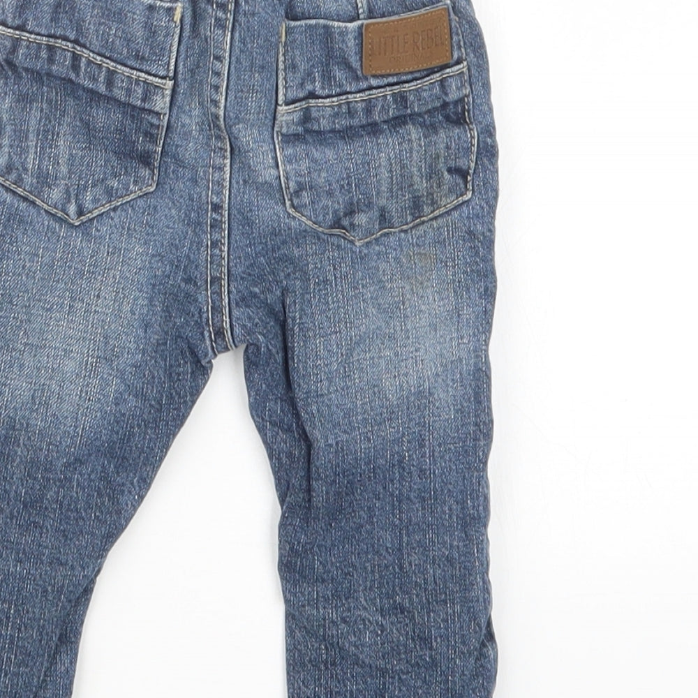 Rebel Boys Blue Denim Cargo Jeans Size 9-12 Months