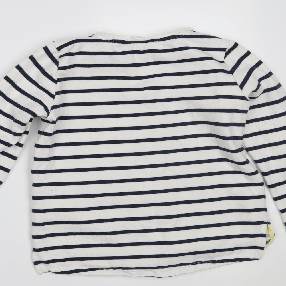 F&F Girls White Striped Pullover Jumper Size 9-10 Years