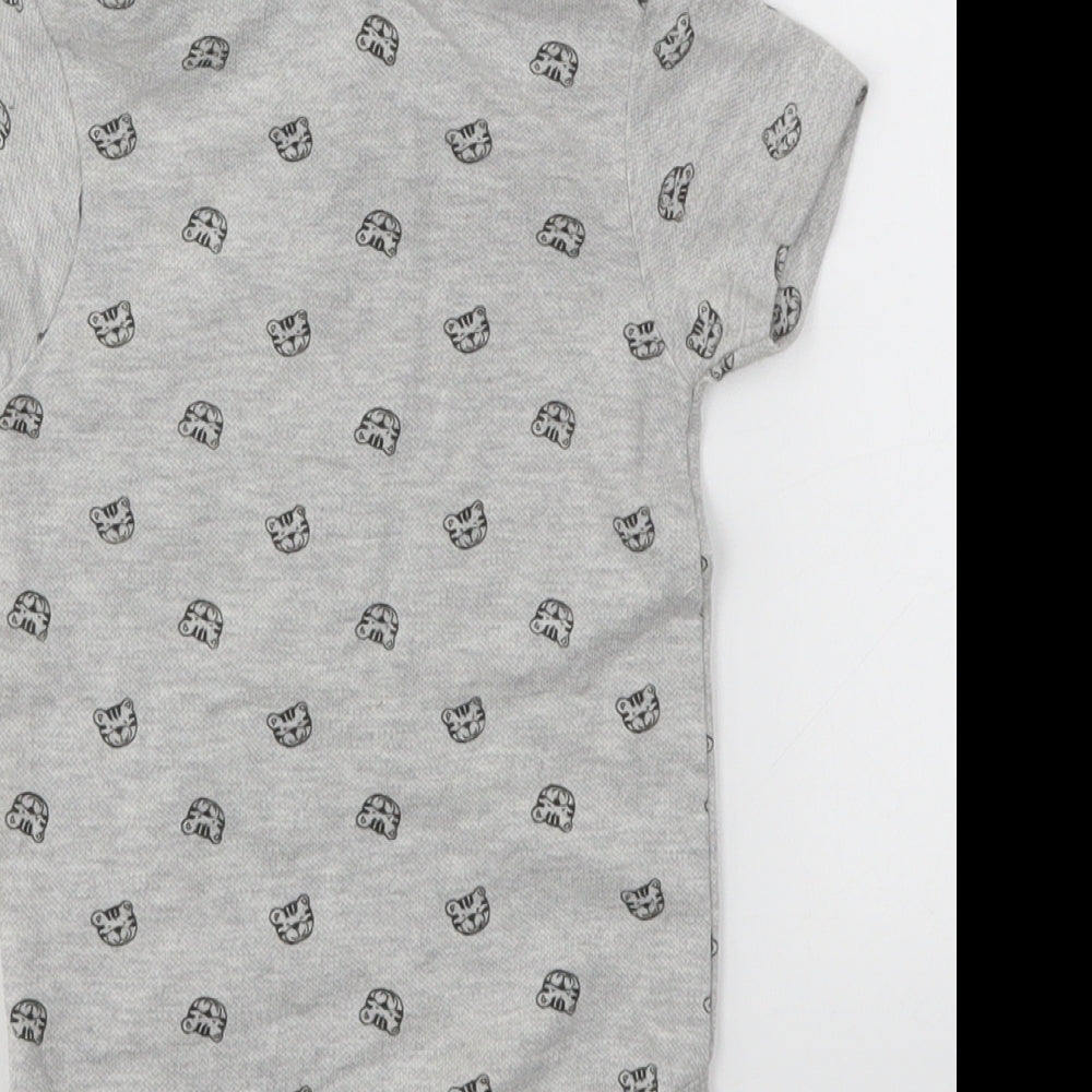 George Baby Grey Animal Print Babygrow One-Piece Size 6-9 Months