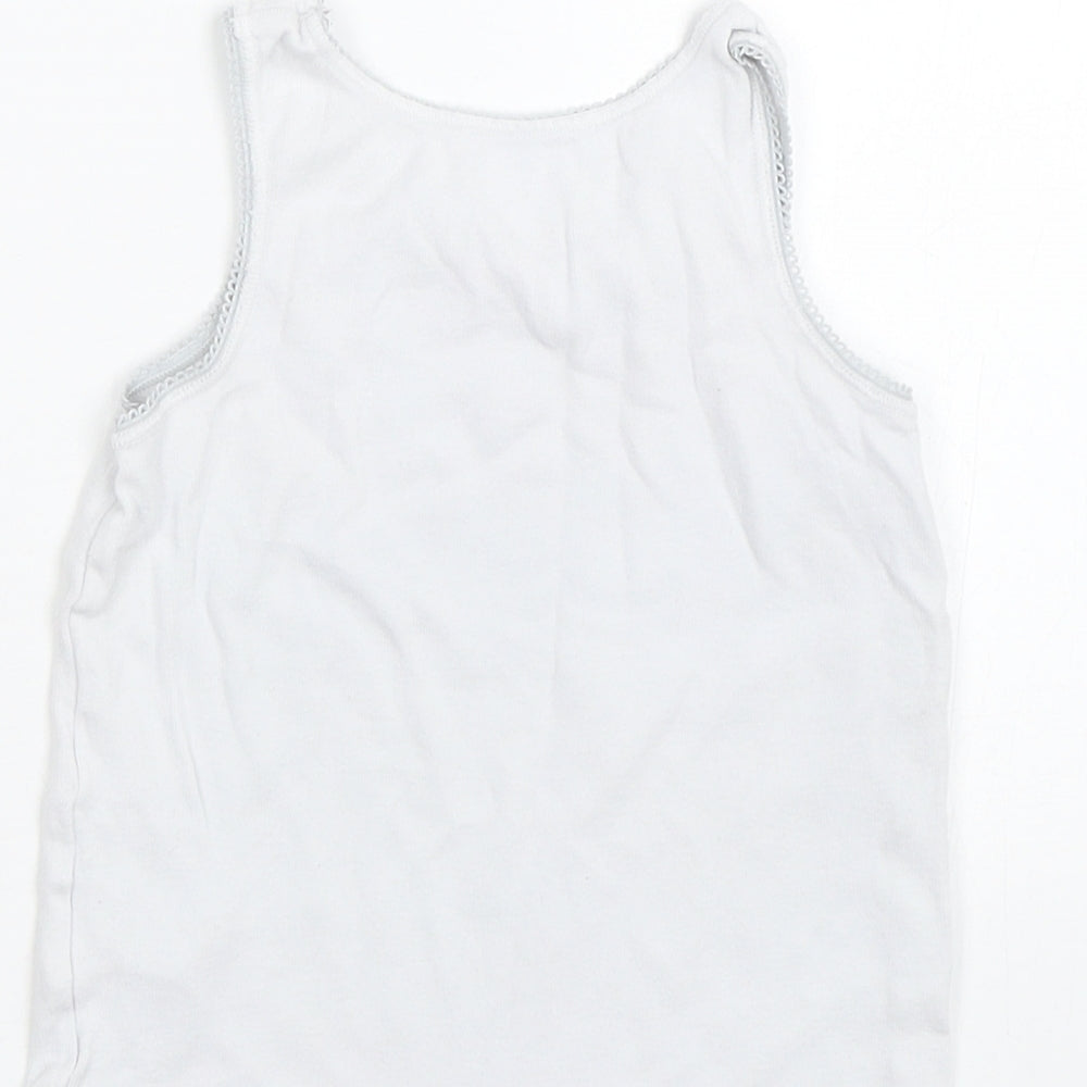 M&S Girls White Basic Tank Size 3-4 Years - Birds