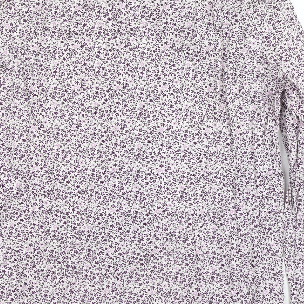 BHS Mens White Floral Button-Up Size L