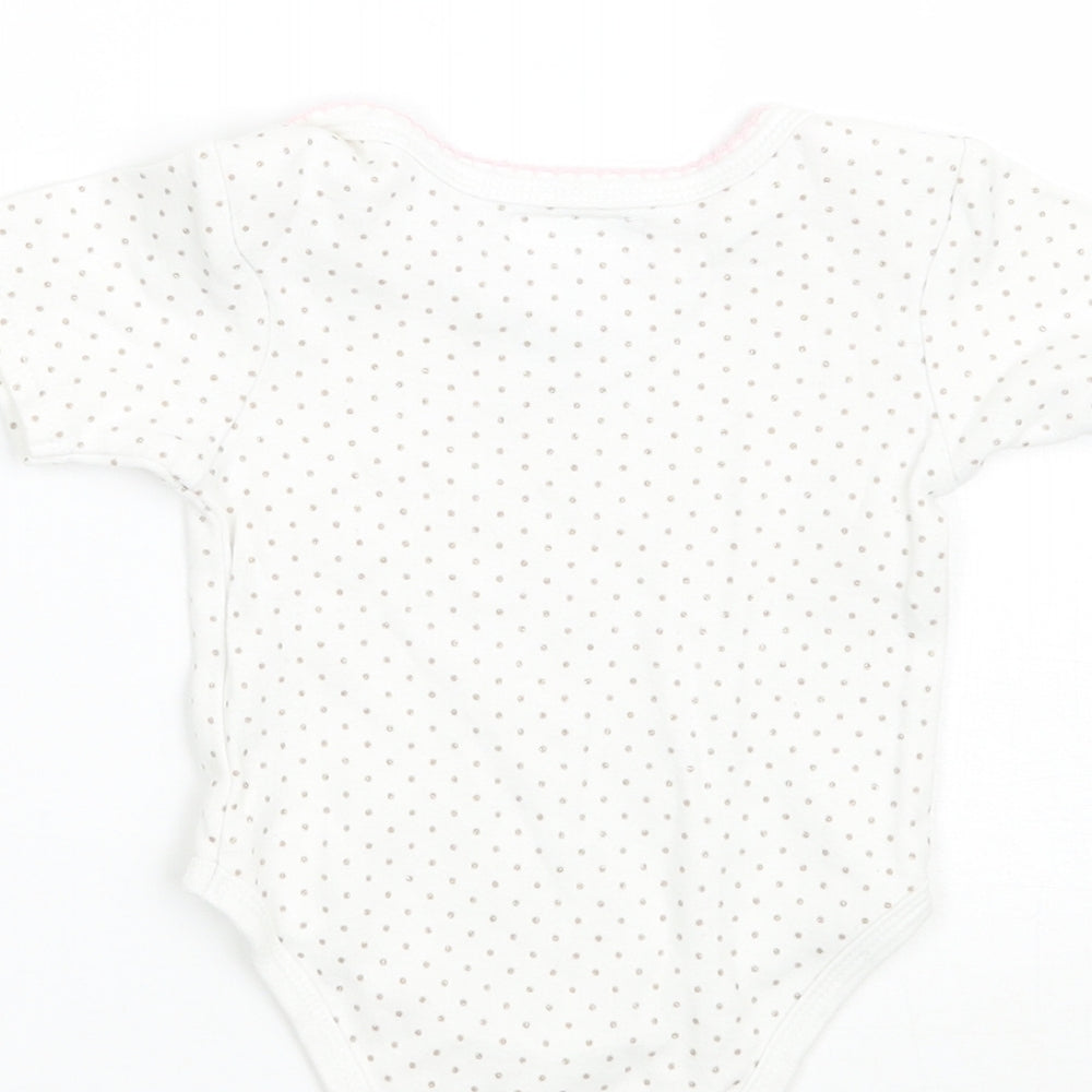 Pitter Patter Girls White Polka Dot Babygrow One-Piece Size 3-6 Months