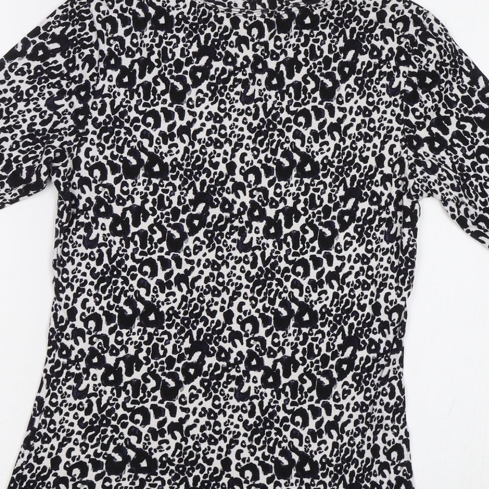 TU Womens Black Animal Print Basic T-Shirt Size 10