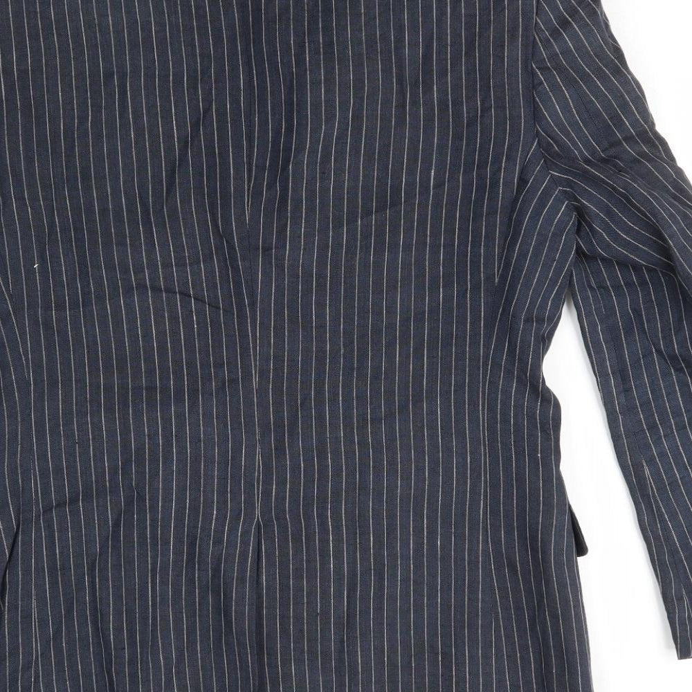 M&S Mens Blue Striped Jacket Blazer Size 36