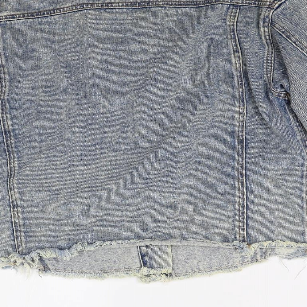 Primark Womens Blue Denim Jacket Size 8 - Distressed