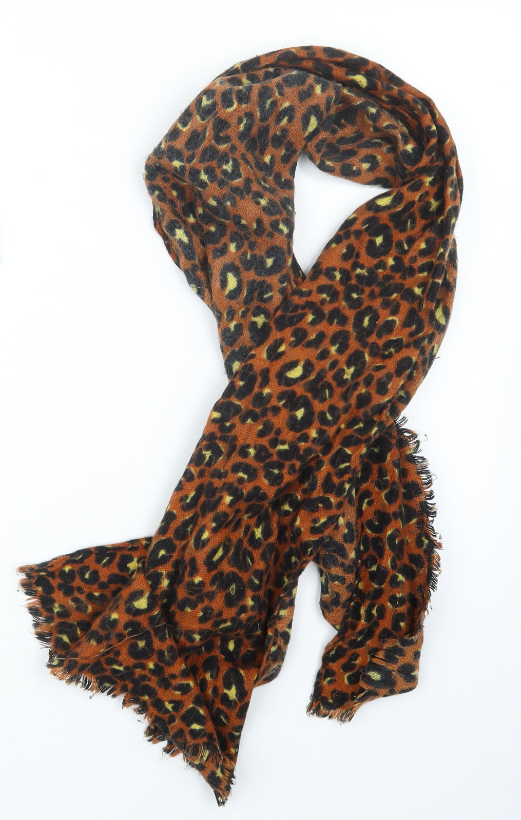 New Look Womens Orange Animal Print Knit Scarf