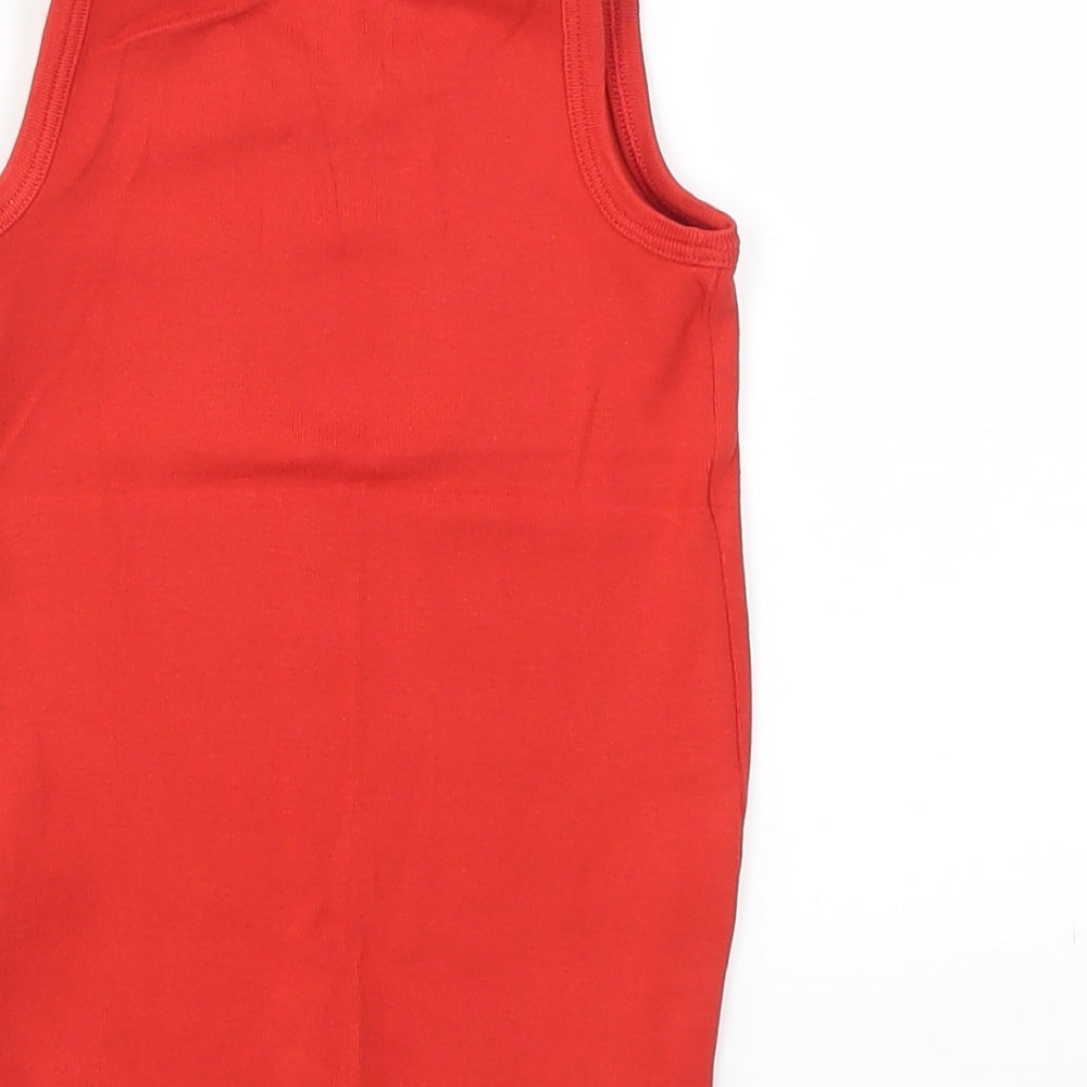 M&S Girls Red Basic T-Shirt Size 2-3 Years