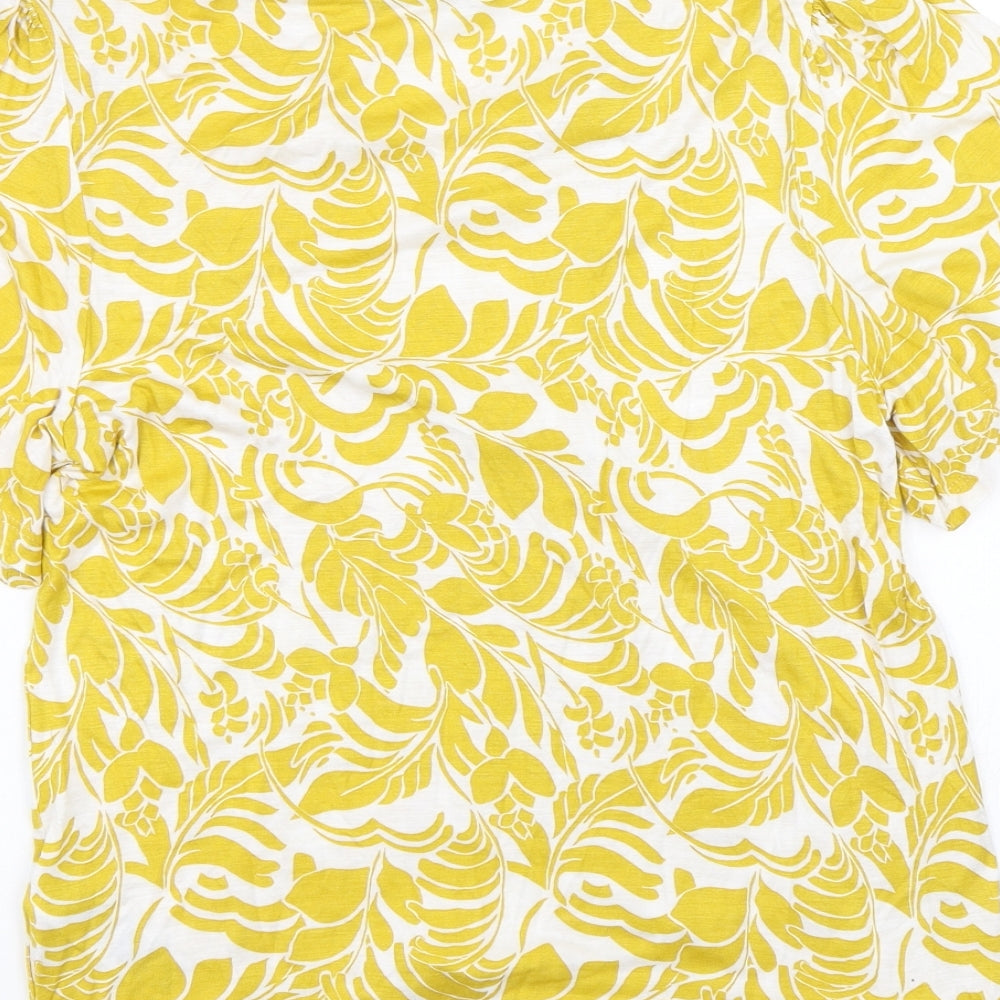M&S Womens Yellow Floral Basic T-Shirt Size 8