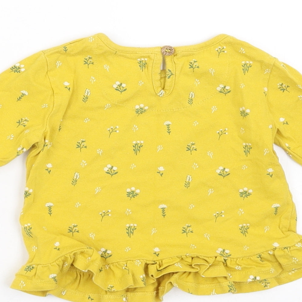 Mini Club Girls Yellow Floral Basic T-Shirt Size 6-9 Months