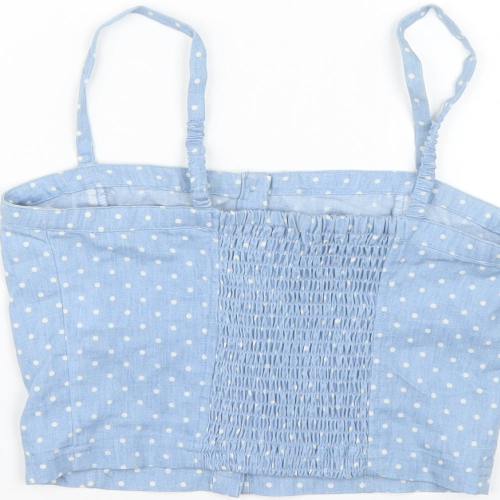 New Look Girls Blue Polka Dot Basic Blouse Size 11 Years