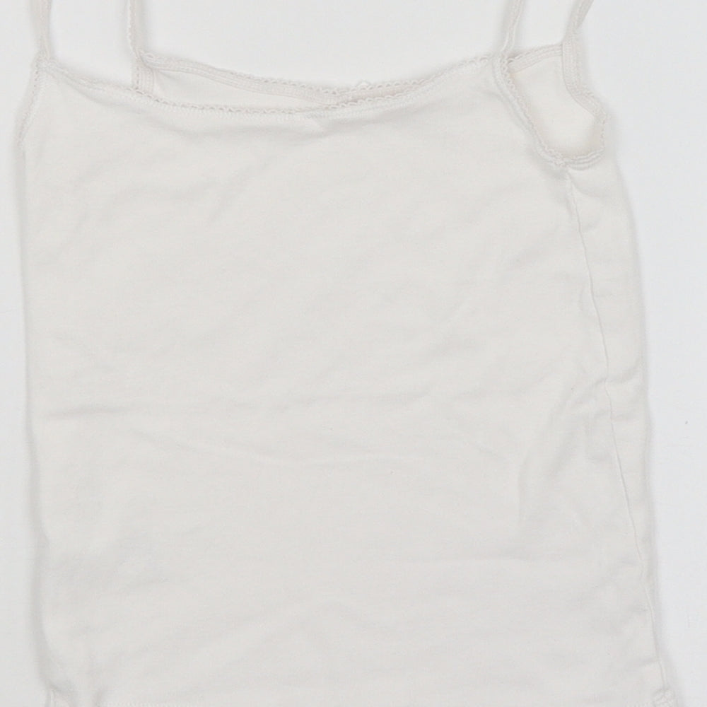 M&S Girls White Basic Tank Size 5-6 Years