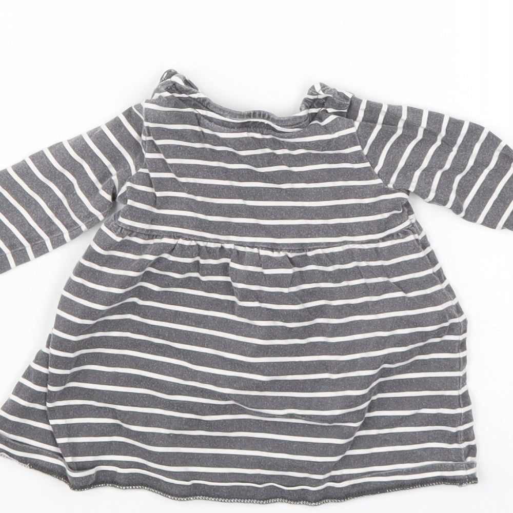 F&F Girls Grey Striped Shift Size 0-3 Months