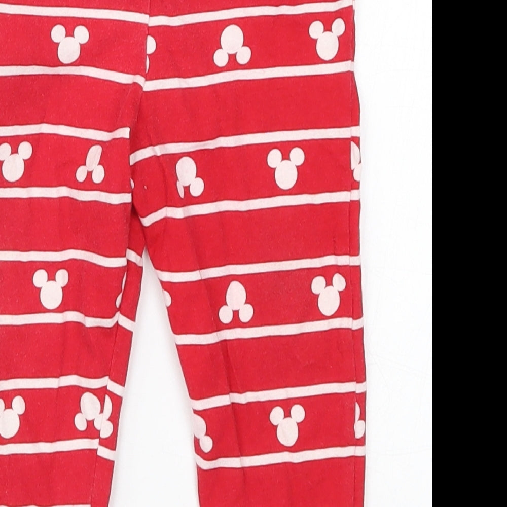 F&F Baby Red Striped Sweatpants Trousers Size 12-18 Months - Pyjama Pants Mickey Mouse