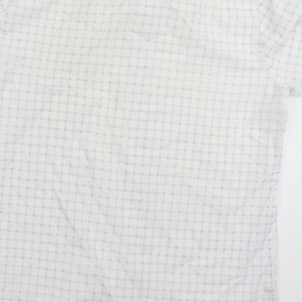 Connaught Mens White Check Button-Up Size M