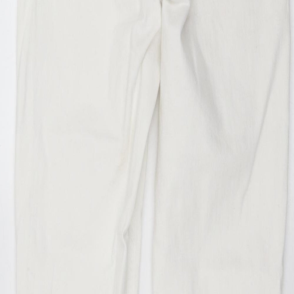 Topshop Womens White Denim Skinny Jeans Size 28 in L30 in - Distressed hem