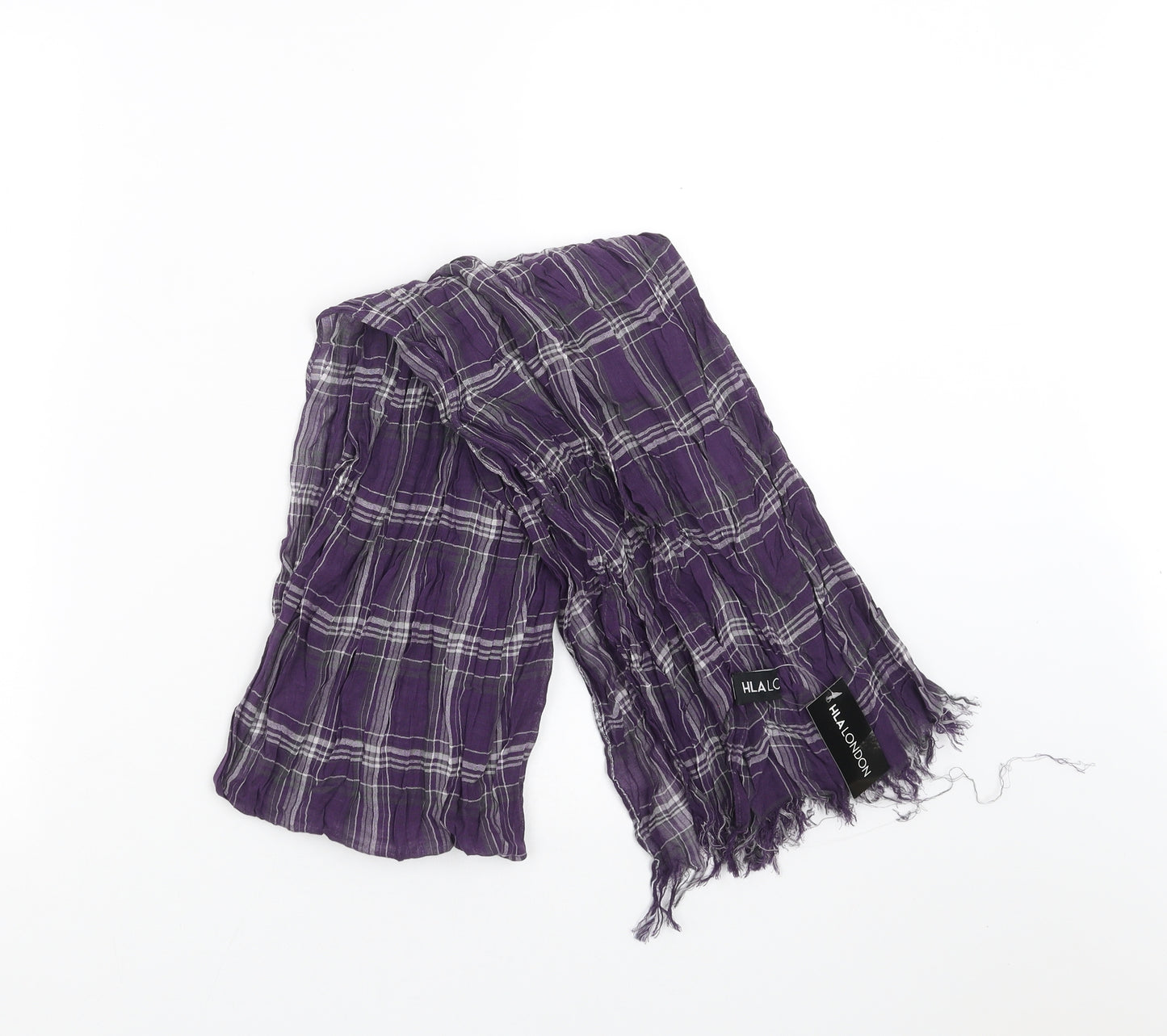 HLA London Womens Purple Plaid Scarf