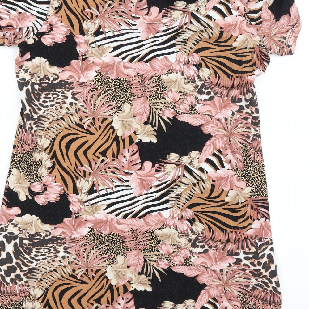 TU Womens Multicoloured Animal Print Basic Blouse Size 10