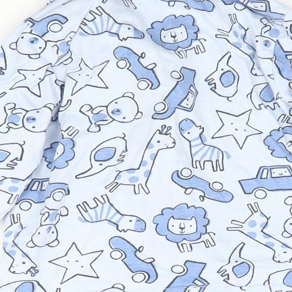 Nutmeg Baby Blue Solid Pyjama Top Size 9-12 Months - Animals and Cars