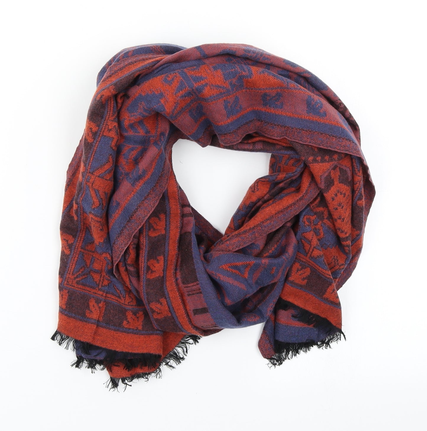 M&S Womens Red Fair Isle Shawl/Wrap