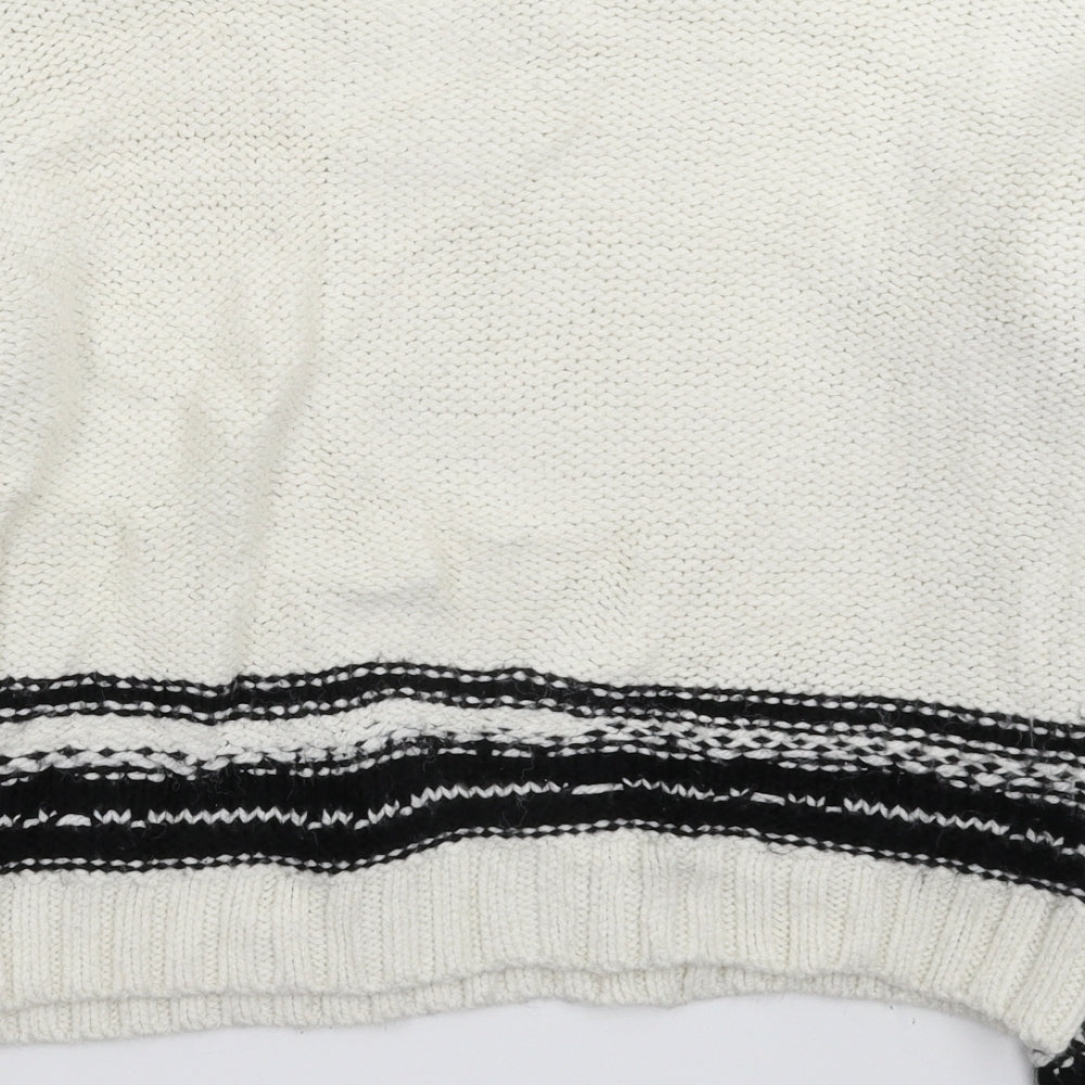 New Look Womens White Knit Pullover Jumper Size L