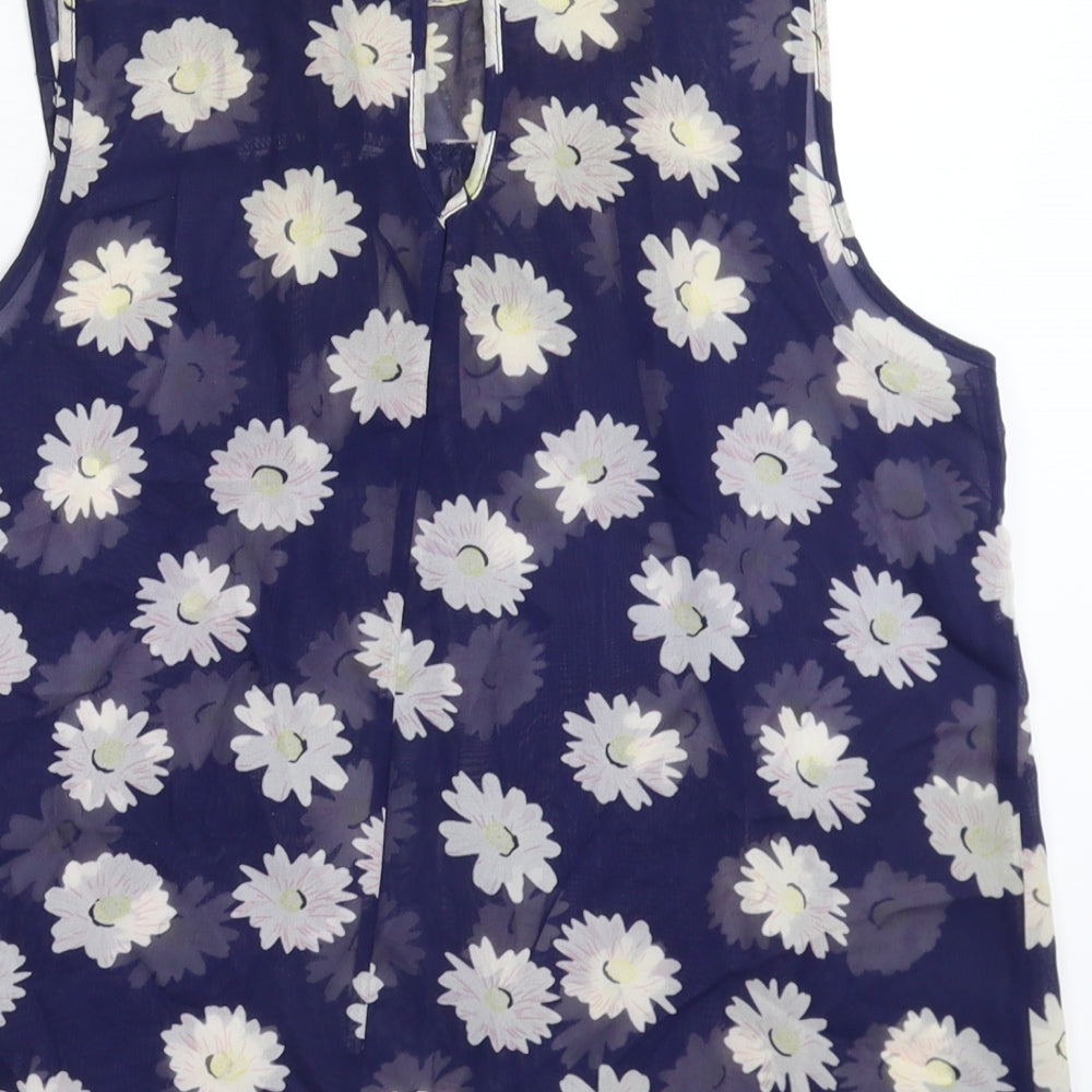 George Womens Blue Floral Basic Tank Size 8