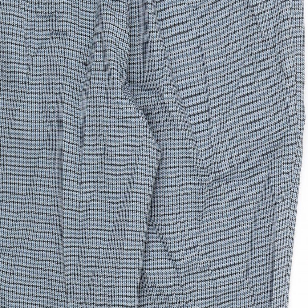 Preworn Womens Blue Houndstooth Cropped Trousers Size 14 L23.5 in
