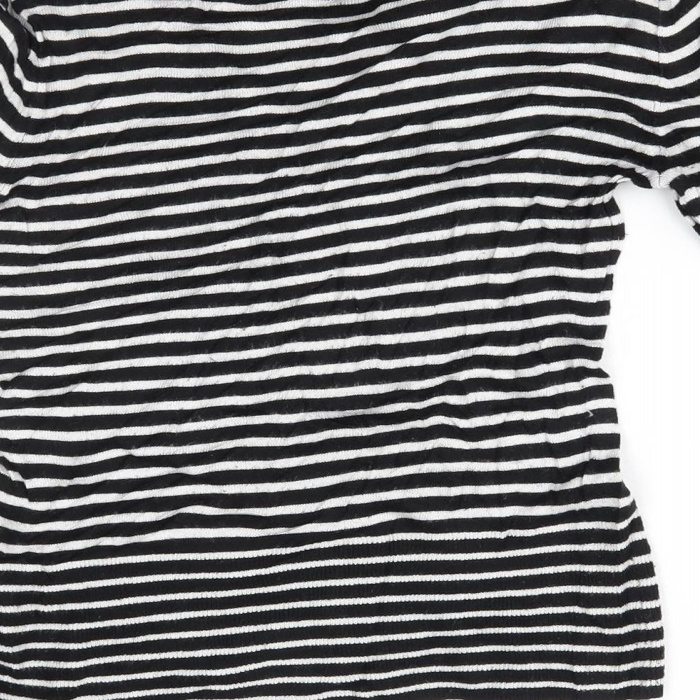 H&M Womens Black Striped Pullover Jumper Size S